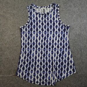 Athleta Tank Top Womens Small Breezy Sleeveless Abstract Geometric Blue White